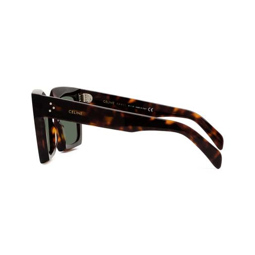 CL40130I 52N: occhiale da sole a gatta Celine Acetato Avana Scura Lucida, Lenti Verde Organico