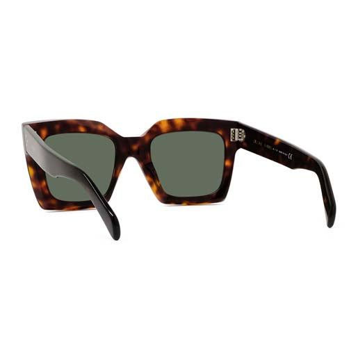 CL40130I 52N: occhiale da sole a gatta Celine Acetato Avana Scura Lucida, Lenti Verde Organico