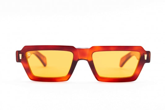 Kyme Beaters: occhiale da sole caramello streetwear rettangolari made in Italy