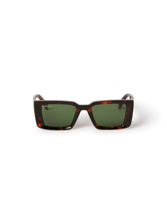 Off-White Savannah: Havana rectangular sunglasses with green lenses