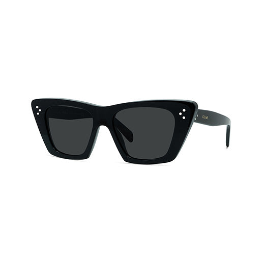 CL40187I 01A: occhiale da sole a gatta Celine Acetato Nero Lucido, Lenti Grigio Organico
