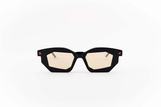 Kuboraum Occhiali da sole Nero / Acetato / Squadrato Kuboraum Maske P14 BS: occhiale in acetato nero poligonale da sole