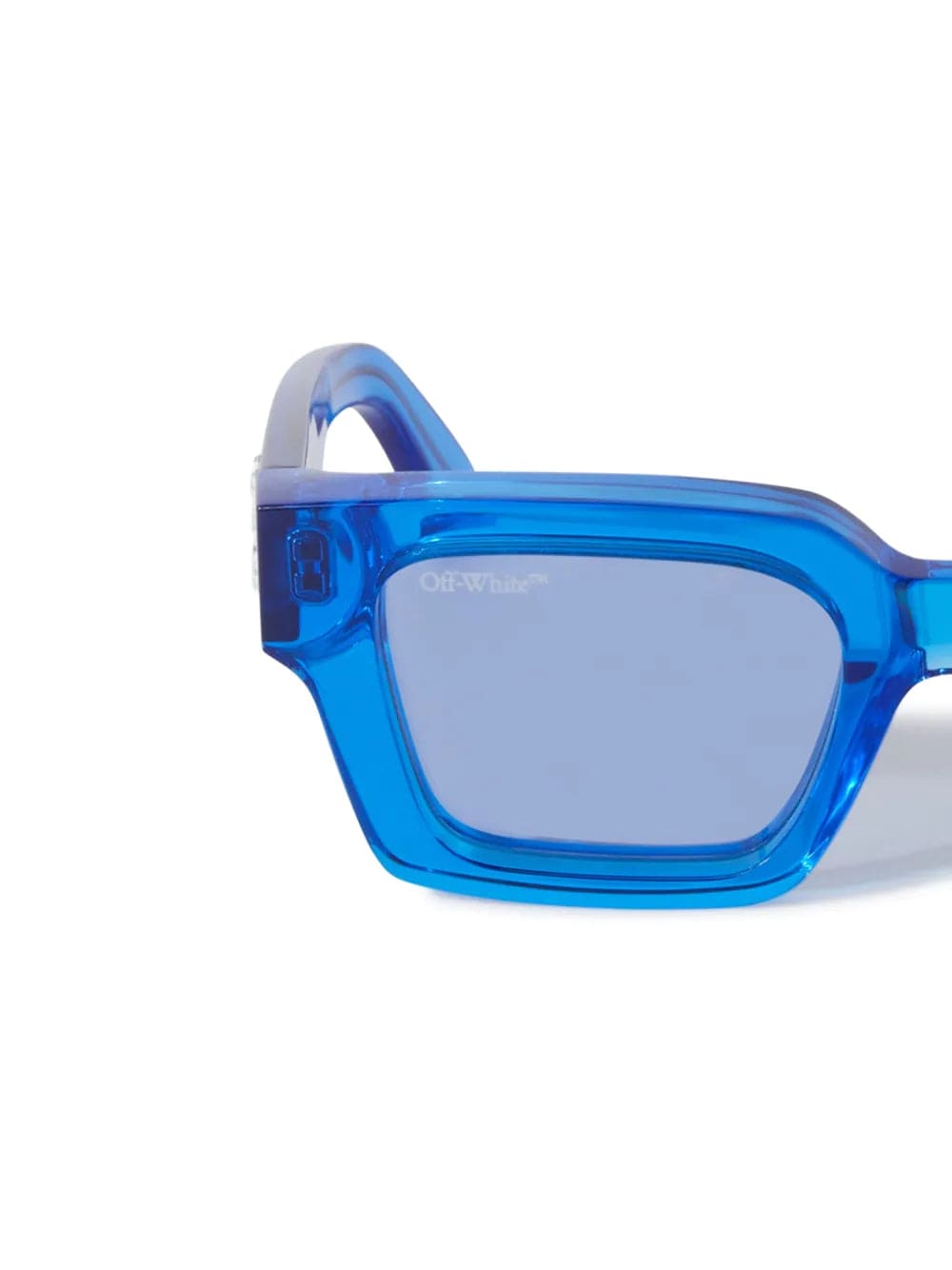 Off-White™ Occhiali da sole 50 / Azzurro trasparente / Rettangolare Off-White Virgil: occhiale rettangolare blu trasparente da sole con lenti azzurre