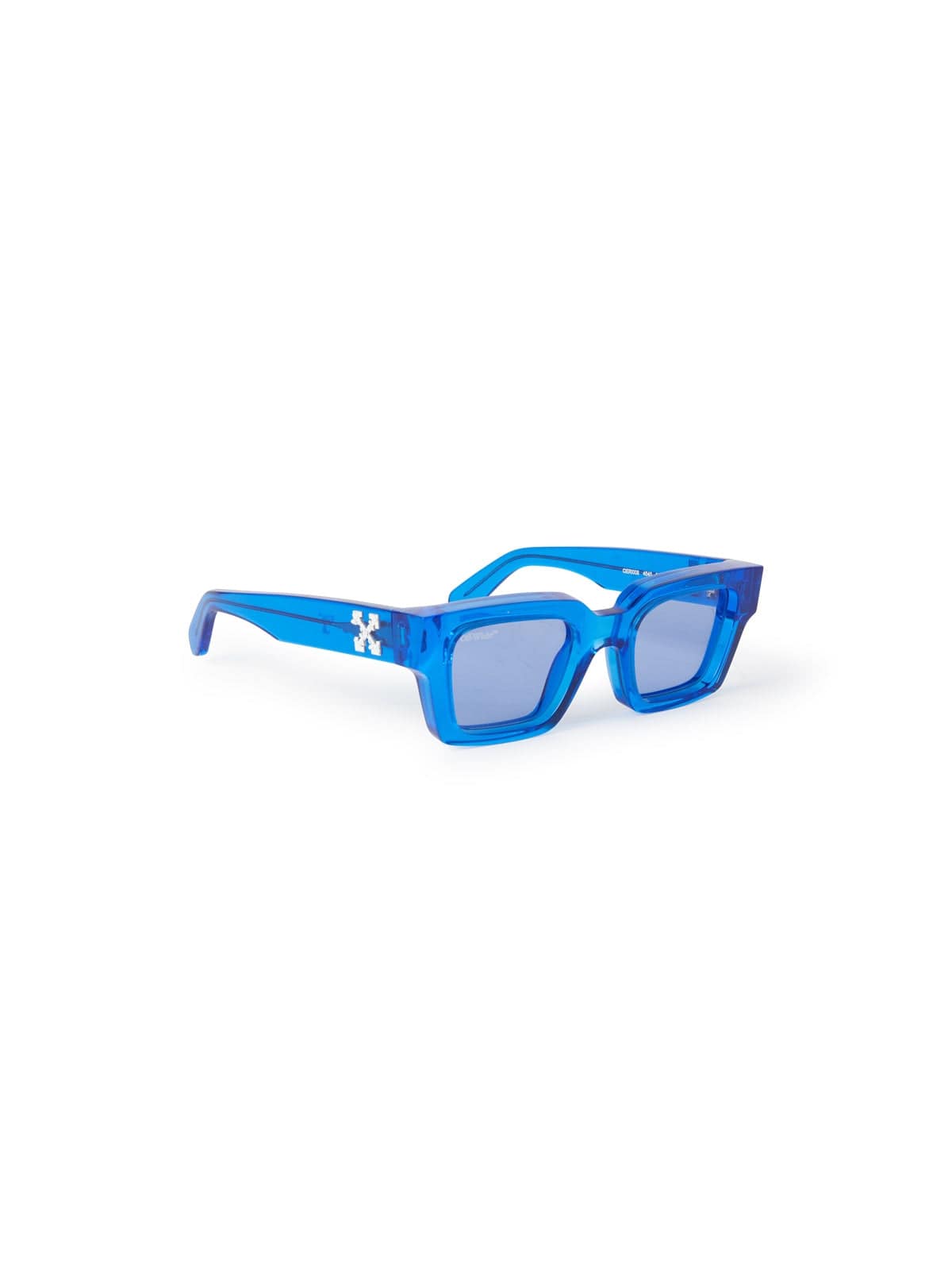 Off-White™ Occhiali da sole 50 / Azzurro trasparente / Rettangolare Off-White Virgil: occhiale rettangolare blu trasparente da sole con lenti azzurre