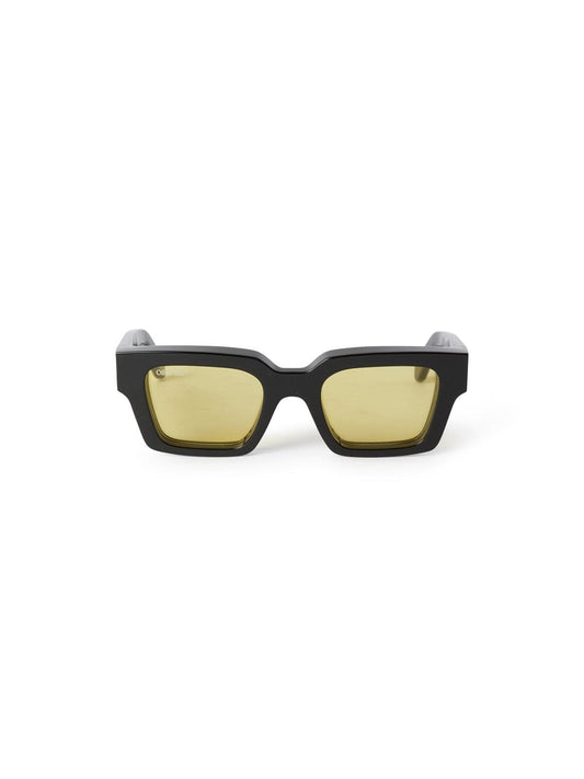 Off-White™ Occhiali da sole 50 / Nero / Rettangolare Off-White Virgil: occhiale rettangolare nero da sole nero con lenti gialle