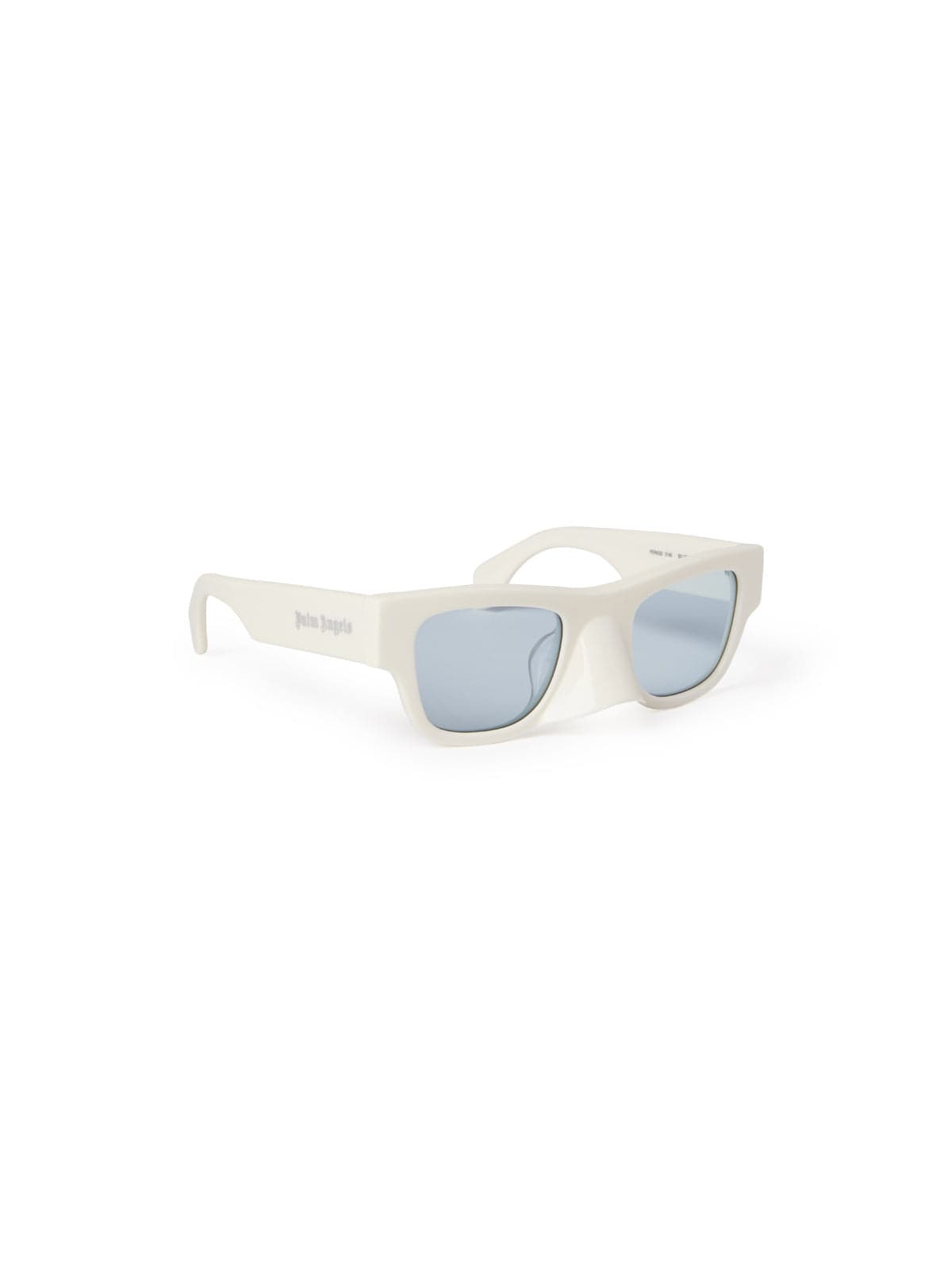 Palm Angels Occhiali da sole Bianco / Acetato / Rettangolare Palm Angels Myrtle: occhiali da sole squadrati bianchi con lenti blu
