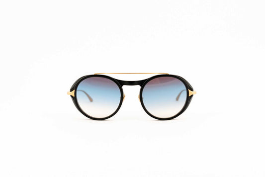 Occhiale da sole Masunaga K-3: Sirius Black/Gold #19 - Spectaclo.com - eyewear store - Occhiali da sole - 49 / Oro - Argento / Titanio - Acetato