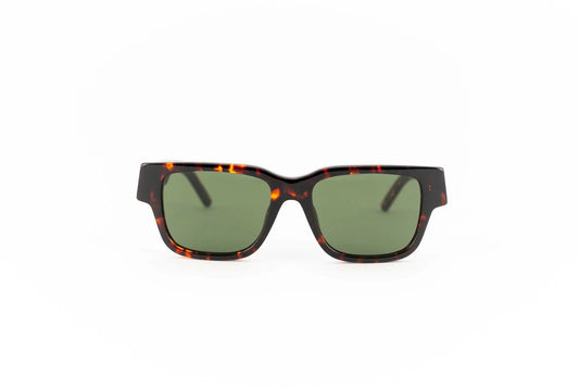 Palm Angels occhiale da sole avana rettangolare Newport con lente verde - Spectaclo.com - eyewear store - Occhiali da sole - 54 / Avana / Rettangolare